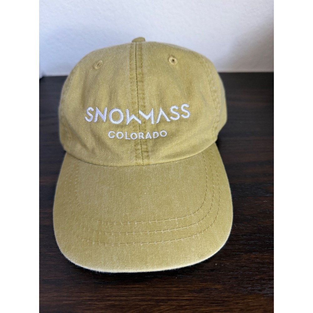 Snowmass Colorado Adams Cool-Crown Hat Mustard Yellow Cotton Adjustable Cap NEW